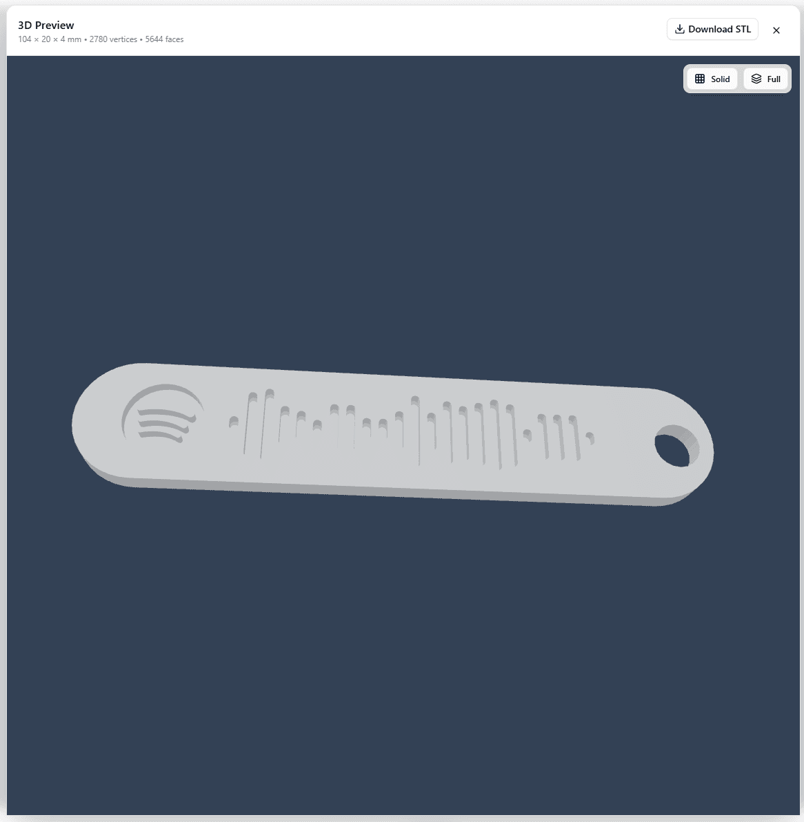 Generating the Spotify keychain and exporting STL